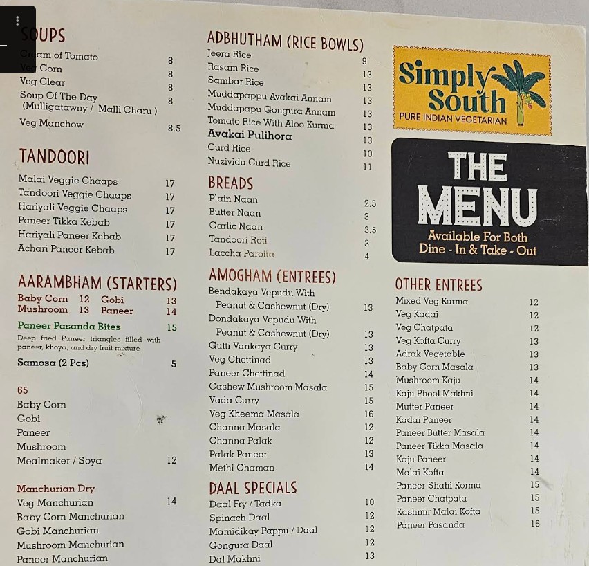 Simply South- Irving's Premier Indian Vegetarian Restaurant to be Found ...